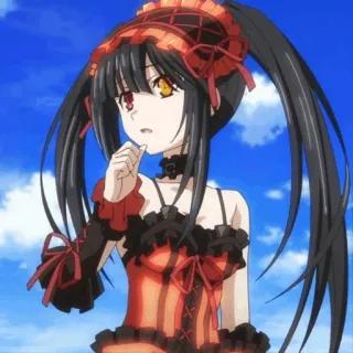 🥀 Kurumi Tokisaki Date A Live Anime, Gadis, Gaun, Merah, Lolita, Gotik telegram sticker