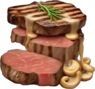 🤩 Steak, Fleisch, Essen, Abendessen, Gegrillt, Rindfleisch, Pilzsoße, Lecker telegram sticker
