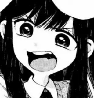 😡 Manga, Anime, Feliz, Chica, Sonrisa, Pelo Negro whatsapp sticker