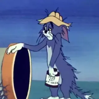 😞 Tom Cat Tom and Jerry OLDE KAY WHISKER gatto, cartone animato, triste, alcol, bere, whisky whatsapp sticker