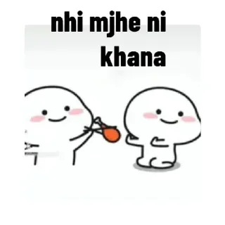 👀 nhi mjhe ni khana desenho animado, comida, fofo, personagens, hindi telegram sticker