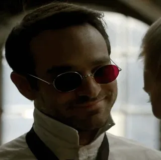 🕶 Daredevil сорвиголова, Marvel, супергерой, Мэтт Мердок, очки, усмешка, персонаж telegram sticker
