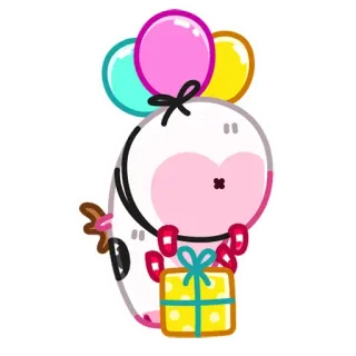 🎈 Dessin animé, Cadeau, Ballons, Fête, Mignon, Animal telegram sticker