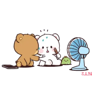 😰 可爱, 熊, 粉丝, 卡哇伊, 插画 telegram sticker