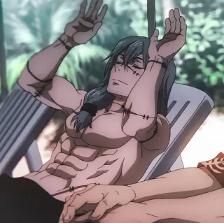 🫐 Mahito Jujutsu Kaisen anime, mahito, jujutsu kaisen, character, shirtless, beach whatsapp sticker
