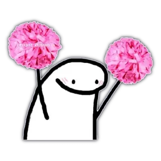 🥳 florkofcows, cheerleader, pom poms, stick figure, cute telegram sticker