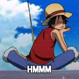 🤨 Monkey D. Luffy One Piece HMMM Anime, One Piece, Monkey D. Luffy, Hmm, Réflexion telegram sticker