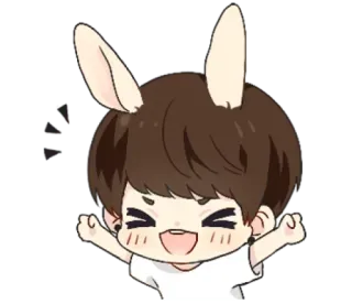 😆 kartun, telinga kelinci, imut, ceria, perayaan, kawaii telegram sticker