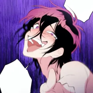 😂 动漫, 漫画, 角色, 粉色头发, 笑, 表情, 哭 telegram sticker