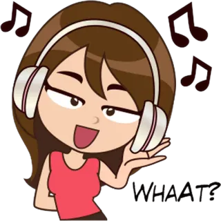 🎧 девушка, наушники, музыка, мультфильм, мило, слушает, весело telegram sticker
