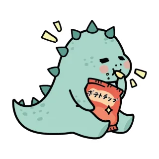 😋 ポテトチップス dinosaur, chips, snack, cute, kawaii telegram sticker