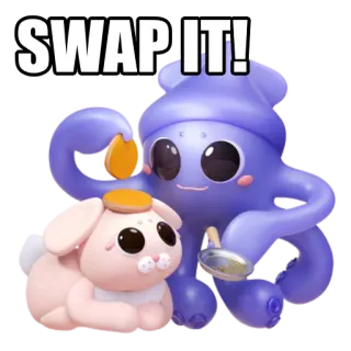 🥞 SWAP IT! troca, trading, fofo, desenho animado, animal, intercâmbio whatsapp sticker