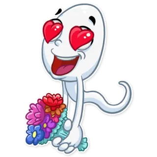 😍 Cartoon, Liebe, Zuneigung, Augen, Herz, Blumen telegram sticker