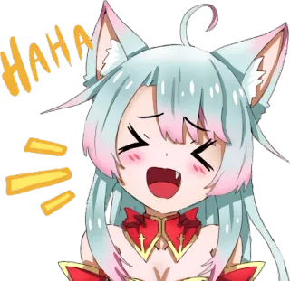 😆 HAHA 애니메이션, 네코미미, 웃음, 하하, 귀여운, 카와이, 스티커 telegram sticker