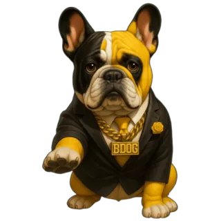 🤝 BDOG Hund, Bulldogge, Anzug, Goldkette, BDOG, Tier, Haustier telegram sticker