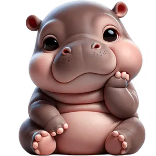 🤨 hipopótamo, fofo, animal, desenho animado, bebê, kawaii, adesivo telegram sticker