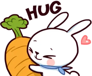 🤗 HUG Hase, Karotte, Umarmung, süß, Tier telegram sticker
