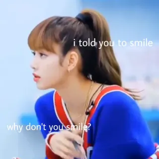 😕 Lisa i told you to smile
why don't you smile? lisa, kpop, blackpink, lächeln telegram sticker