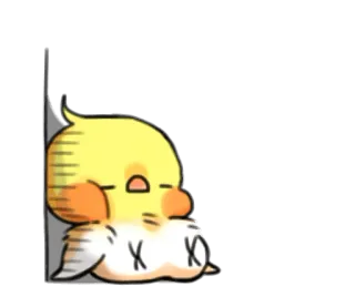 😔 poussin, dormir, mignon, dessin animé telegram sticker