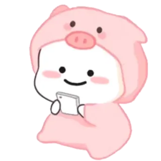 📱 Kreskówka, Świnia, Zwierzę, Słodkie, Kawaii, Naklejka telegram sticker