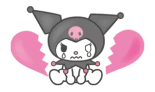 💔 Kuromi Anime, Cartoon, Huilend, Verdrietig, Hartzeer, Personage telegram sticker