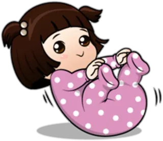 ☺️ Cartoon, Mädchen, Baby, Süß, Kawaii, Kind, Illustration telegram sticker