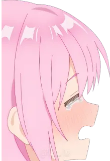 😭 anime, crying, sad, pink hair, tears telegram sticker