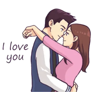 💑 I love you liefde, koppel, knuffel, romantiek, cartoon, genegenheid telegram sticker