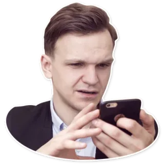 😟 homem, smartphone, negócios, tecnologia, retrato telegram sticker
