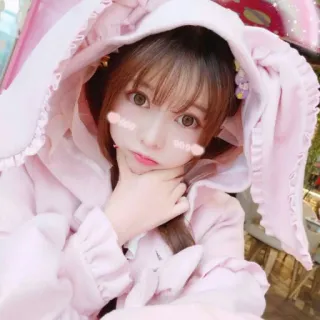 🦄 kawaii, conejo, sudadera con capucha, lindo, chica, moda, estético telegram sticker
