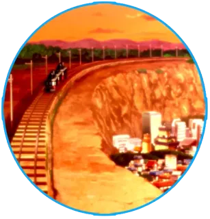 🚞 train, landscape, sunset, city, railway, scenery, travel whatsapp sticker