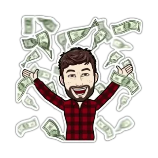 💵 money, cash, wealth, success, celebration, cartoon telegram sticker