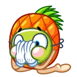 🤢 emoji, ananas, visage, fruit, dessin animé telegram sticker