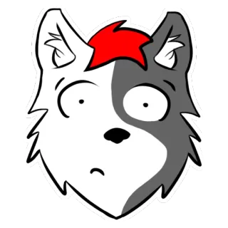 😦 Мультфильм, Волк, Смешной, Животное, Наклейка, В шоке, Удивлен telegram sticker