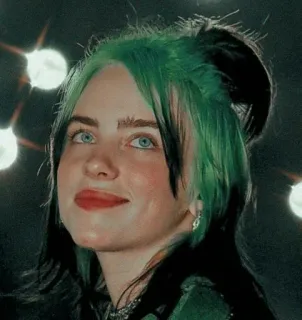 🙂 Billie Eilish Billie Eilish, นักร้อง, ป๊อปสตาร์, ผมเขียว, คนดัง telegram sticker