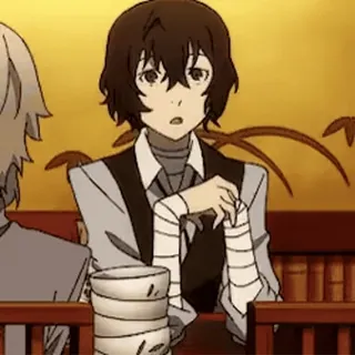 🥺 Osamu Dazai Bungou Stray Dogs Anime, Manga, Dazai, Bungou Stray Dogs, Vendajes whatsapp sticker