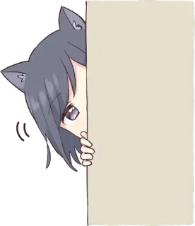 👀 anime, cat girl, cute, peeking, kawaii whatsapp sticker