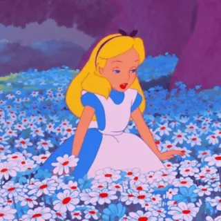 🖤 Alice Alice in Wonderland Alice, Wonderland, Disney, Cartoon, Flowers, Girl telegram sticker