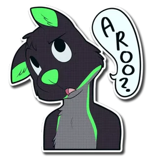 ❓ AROO? Furry, Perro, Animal, Dibujos animados, Lindo, Pregunta telegram sticker