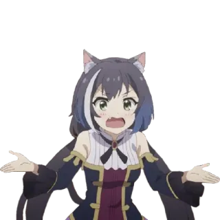 😣 Anime, Desenho animado, Garota, Orelhas de gato, Confusa, Dando de ombros telegram sticker