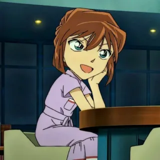 😃 Anime, Kreskówka, Dziewczyna, Uśmiech, Siedząca, Postać telegram sticker
