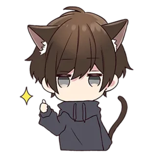 👍 кот, аниме, парень, каваий, милый, чиби telegram sticker