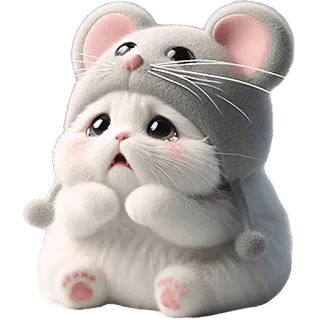 😢 แมว, หนู, สัตว์, น่ารัก, คาวาอิ, สติกเกอร์, การ์ตูน, ภาพประกอบ whatsapp sticker