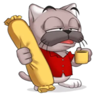 ☕ 猫, 眠い, コーヒー, 朝, 漫画, 疲れた telegram sticker
