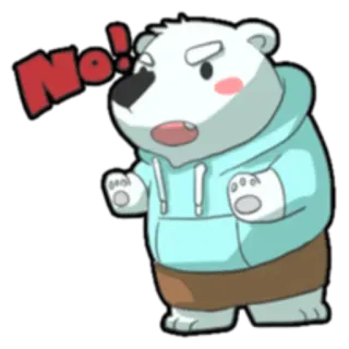 😕 No! Eisbär, Cartoon, Wütend, Ablehnung, Nein telegram sticker