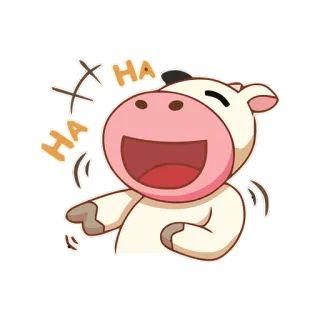 😘 HA Kreskówka, Zwierzę, Krowa, Śmiech, Szczęśliwy telegram sticker