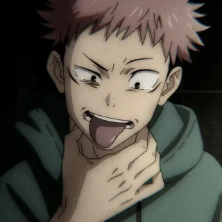 ✨ Yuji Itadori Jujutsu Kaisen anime, Jujutsu Kaisen, Yuji Itadori, tonto, gracioso, sacando la lengua telegram sticker