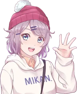 🖐 MIKAN. アニメガール, みかん, ニット帽, 可愛い, カートゥーン, キャラクター, アート telegram sticker