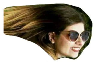 😎 Frau, Sonnenbrille, Porträt, Lächeln, Haare, Draußen telegram sticker
