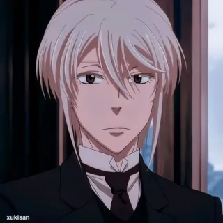 📚 William James Moriarty Moriarty the Patriot anime, moriarty, character, portrait, white hair, formal wear telegram sticker